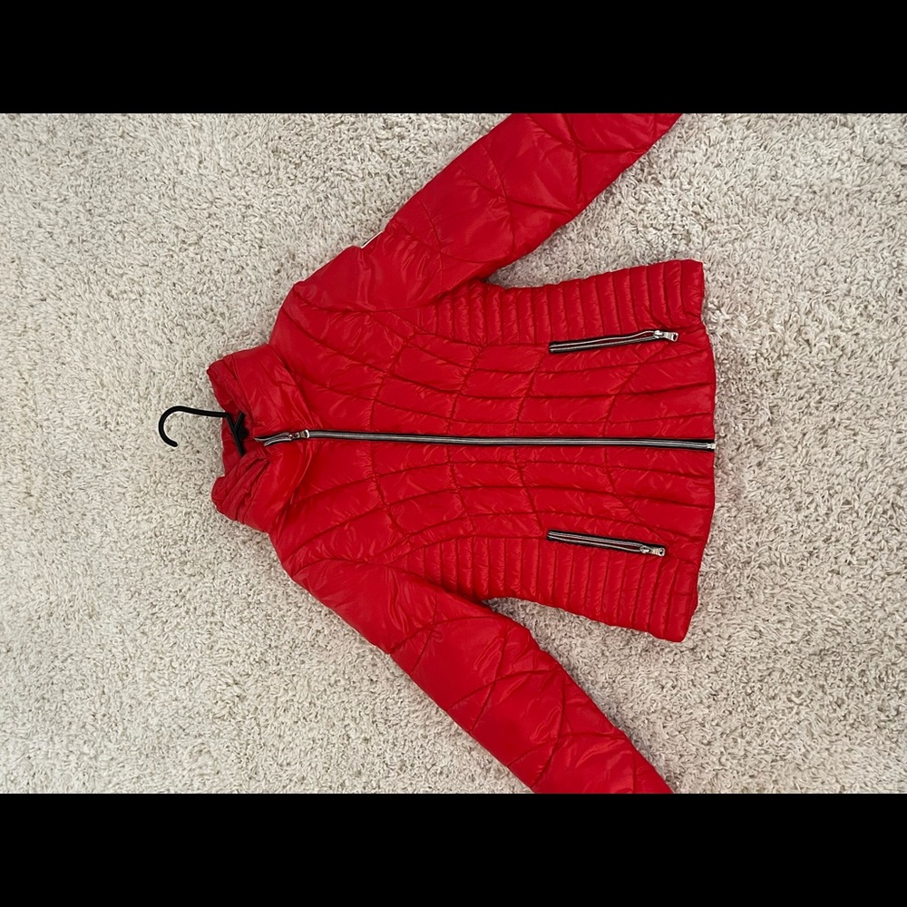 GUESS red zip up coat